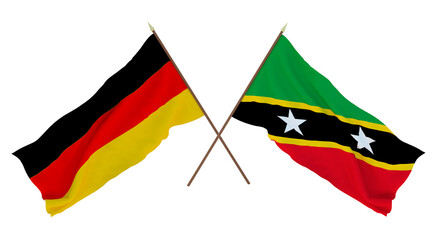 Background for designers, illustrators. National Independence Day. Flags Germany and Saint Kitts and Nevis