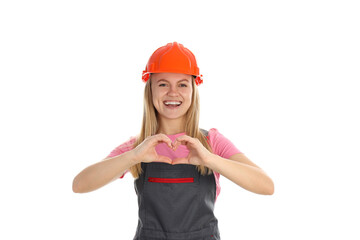 Concept of occupation young woman isolated on white background