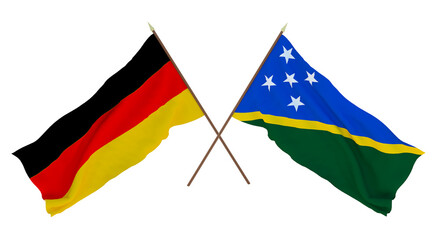 Background for designers, illustrators. National Independence Day. Flags Germany and Solomon islands