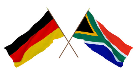 Background for designers, illustrators. National Independence Day. Flags Germany and South Africa