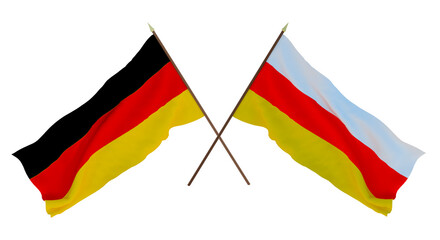 Background for designers, illustrators. National Independence Day. Flags Germany and South Ossetia
