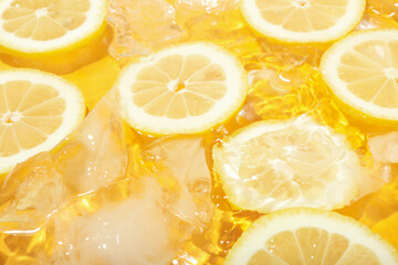Concept of freshness, fresh lemons with ice