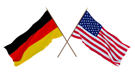 Obraz premium Background for designers, illustrators. National Independence Day. Flags Germany and United States of America. USA