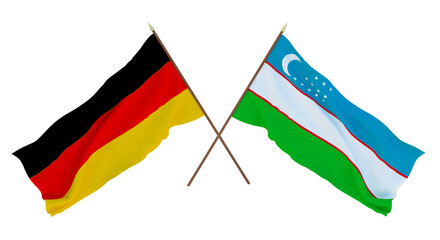 Background for designers, illustrators. National Independence Day. Flags Germany and Uzbekistan