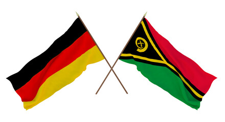 Background for designers, illustrators. National Independence Day. Flags Germany and Vanuatu