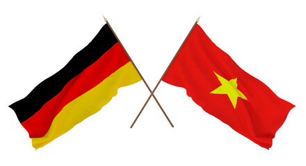 Background for designers, illustrators. National Independence Day. Flags Germany and Vietnam