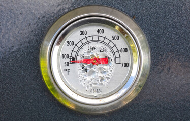 Old BBQ thermometer with water damage