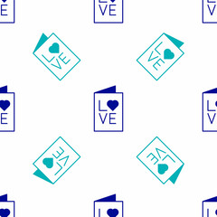 Blue Valentines day party flyer icon isolated seamless pattern on white background. Celebration poster template for invitation or greeting card. Vector