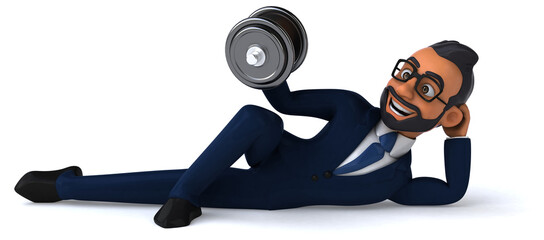 Fun 3D cartoon illustration of an indian businessman