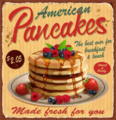 Vintage Pancakes metal sign.