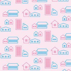 Seamless city scape pattern - Vector