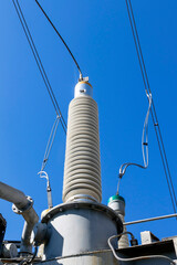 Ceramic bushing of a power transformer in a substation