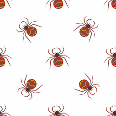 Children s seamless pattern with spiders on a white background. Perfect for kids clothing, fabric, textiles, baby jewelry, wrapping paper.