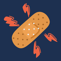 Cartoon vector illustration of Adhesive bandage plaster
