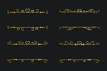 Set of simple divider line frame border in luxury design. Divider line or text sparator for greeting card, poster, brochure, or invitation design.