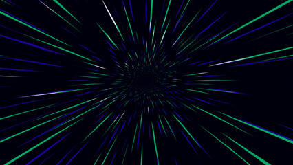 Star Warp in Hyperspace. Space Jump. Vector illustration