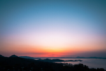 Sunset over the sea in Japan