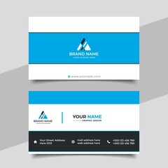 Fototapeta premium Blue modern creative business card and name card horizontal simple clean template vector design