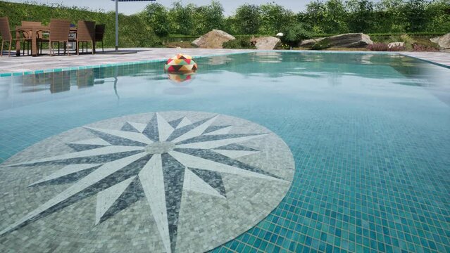 Pool mit Wasserball - 3D-Animation