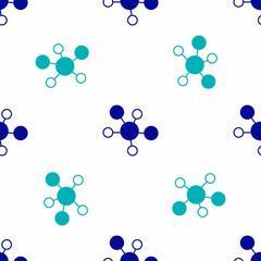 Blue Mind map infographic icon isolated seamless pattern on white background. Vector