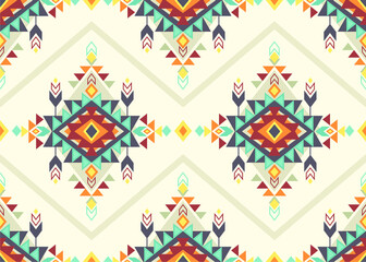 Colorful ethnic tribal seamless pattern. Boho geometric style.