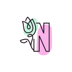Flower Alphabet N Logo