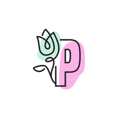 Flower Alphabet P Logo