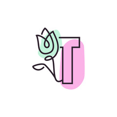 Flower Alphabet T Logo