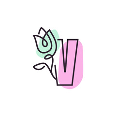Flower Alphabet V Logo