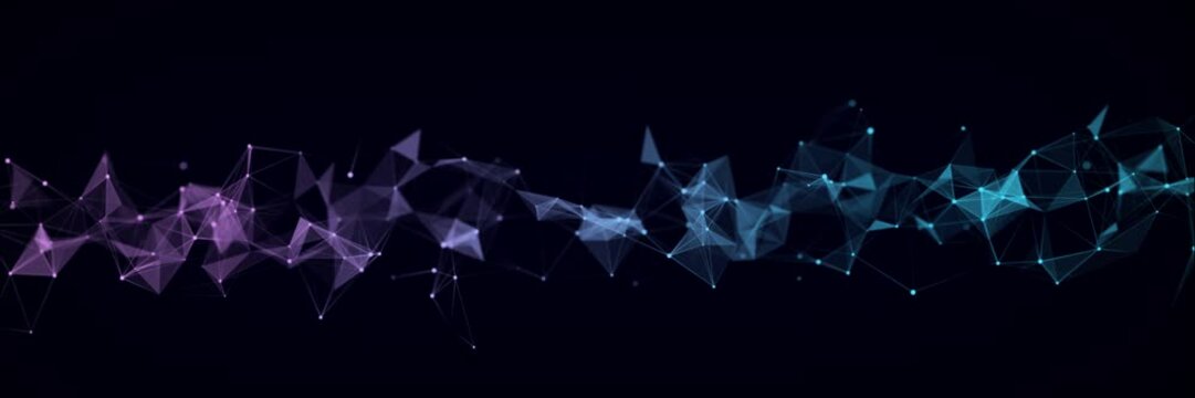 Futuristic global network connection structure. Cyber security digital data flow. Science background concept. 3D rendering.