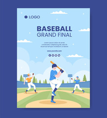 Baseball Game Sports Social Media Vertical Poster Template Flat Cartoon Background Vector Illustration