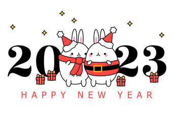Rabbit. Chinese year symbol 2023. White Rabbit Chinese new year symbol vector illustration. Happy new year. 2023 calendar
