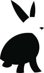 Vector black rabbit icon on isolated white background. Made using the Golden Ratio.
