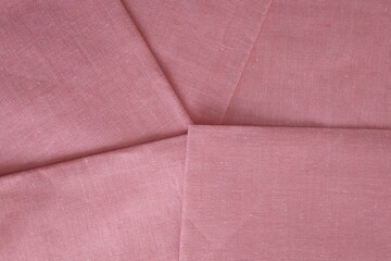 Pink linen table napkins. Table setting.
