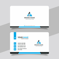 Fototapeta premium Blue modern creative business card and name card horizontal simple clean template vector design
