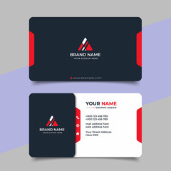 Red modern creative business card and name card  horizontal simple clean template vector design