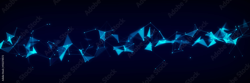 Poster Futuristic global network connection structure. Cyber security digital data flow. Science background concept. 3D rendering.