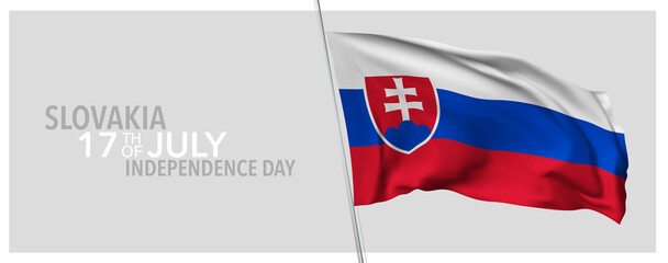 Slovakia happy independence day greeting card, banner with template text vector illustration