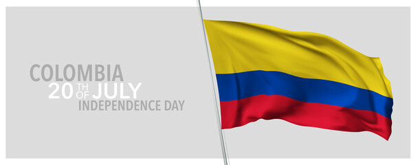 Colombia happy independence day greeting card, banner with template text vector illustration