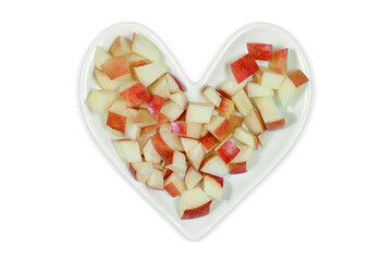 Red Apples on a Heart Shaped Plate with Clipping Path