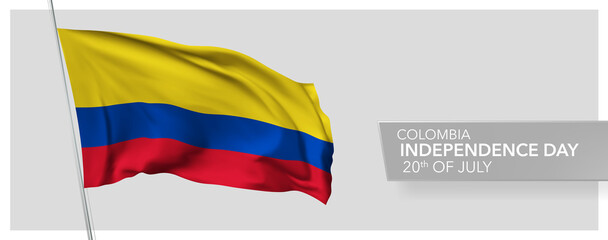 Colombia happy independence day greeting card, banner vector illustration