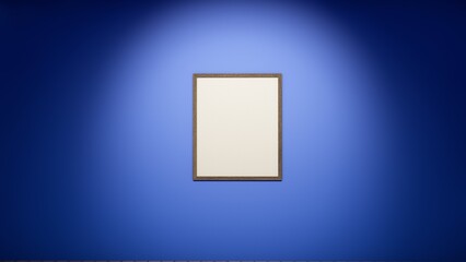 frame on wall blue background