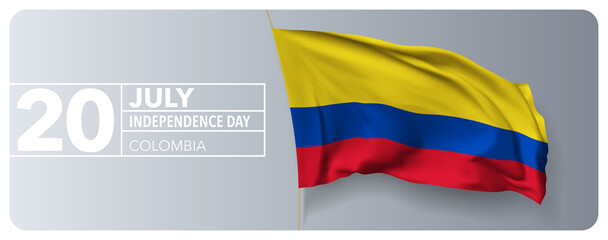 Colombia happy independence day greeting card, banner vector illustration