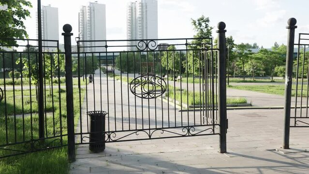 Iron gates of the city recreation park
