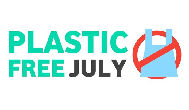 Plastic Free July. July is the month of Plastic free awareness in the united kingdom. Stop using plastic concept. Say no to plastics month. Web Banner or poster for plastic free month.