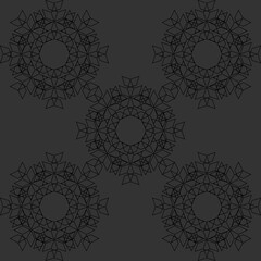 Dark vector seamless pattern, texture or background with black and grey oriental motif. Abstract decoration for website, blog, desktop wallpaper and web design