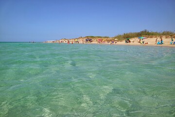 The transparency of sea water in a beach of Salento in southern Italy.