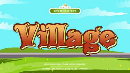 village cartoon comic game editable text effect style template