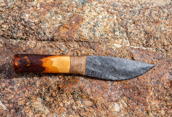 Stone Age hand-made obsidian knife art of stone knife