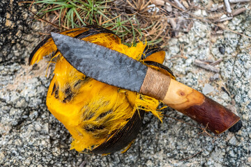 Stone Age hand-made obsidian knife art of stone knife